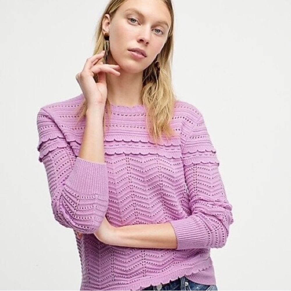 J. Crew Crewneck Scalloped Pointelle Sweater